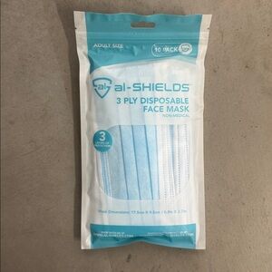 NWT  BRAND NEW  Al-Shields Blue Disposable Face Masks